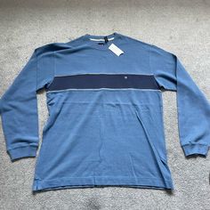 Brand New With Tag! Gap Blue Relaxed Fit Shirt, Gap Blue Shirt Relaxed Fit, Blue Relaxed Fit Gap Shirt, Blue Relaxed Fit Shirt By Gap, Blue Cotton Gap Shirt, Blue Cotton T-shirt By Gap, Classic Blue Crew Neck Shirt, Classic Blue Crew Neck Top, Gap Light Blue Cotton Tops