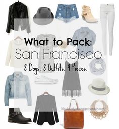 what to pack san francisco 8 days, 8 outfits 4 pieces