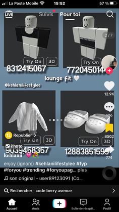 an app showing different types of clothing and accessories for the user's phone screen