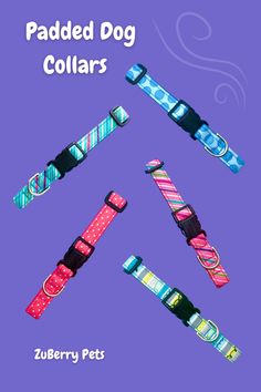 Check out our new selection of padded dog collars. Fun and cheerful designs. Lightweight yet strong, specially designed for dogs on the smaller side. Matching dog leashes and accessories available as well!