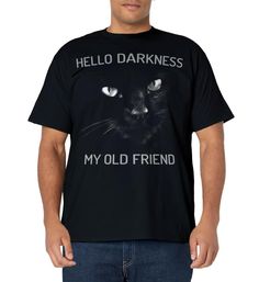 PRICES MAY VARY. Black Cat Face T-Shirt - Hello Darkness My Old Friend with striking large eyes is the perfect t-shirt or gift for any black cat lover. Original Photographic Print. Copyright 2013 GritFX. All rights reserved. Lightweight, Classic fit, Double-needle sleeve and bottom hem Black Cat Face, Hello Darkness My Old Friend, Black Cat Lover, Large Eyes, Cat T Shirt, Cat T, Buy A Cat, Cat Face, Cat Tshirt