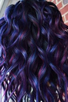 Purple And Blue Hair, Blue Purple Hair, Galaxy Hair, Creative Hair Color, Gorgeous Hair Color, Hair Color Purple, Pretty Hair Color, Hair Color And Cut, Hair Dye Colors