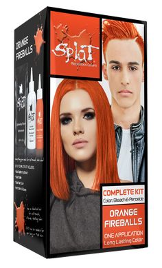 Complete Bleach and Orange Fireballs Hair Color kit in one! Everything you need for extremely vivid color - giving you the power to create bright, bold orange hair color. Create head-turning looks with long-lasting, semi-permanent hair color. Lasts 4-6 weeks depending on hair condition and porosity.

IDEAL FOR: Ultra-vivid, head-turning color transformations. Great for all-over color, streaks, ombre looks, or dip dye.
Kit Contains: 

Splat Oxide Orange Fireballs Hair Dye 2.9 fl. oz / 85.7 mL Bleach Hair Color, Splat Hair Dye, Orange Hair Color, Splat Hair Color, Hair Color Removers, Diy Hair Dye, Hair Color Orange, Color Streaks, Semi Permanent Hair Dye