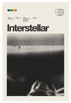 an advertisement for interstellar with a man looking out the window at something in the distance