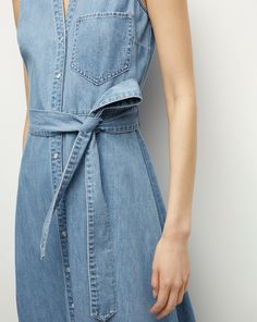 Made from 100% cotton denim, this lightweight shirtdress features a neat collar and a feminine flounced hem. Finished with a patch pocket and a waist-defining tie belt, it pairs well with sandals in the summer and boots as the weather cools down.100% CottonUnlinedTurn inside out and machine wash cold. Hang to dry.Style #J24067101287IC Belted Denim Dress For Summer Workwear, Belted Cotton Shirt Dress For Spring, Cotton Belted Shirt Dress For Spring, Spring Cotton Belted Shirt Dress, Classic Denim Dress For Workwear In Spring, Classic Spring Denim Dress For Work, Belted Cotton Denim Dress For Summer, Classic Summer Denim Dress, Classic Cotton Denim Dress For Spring