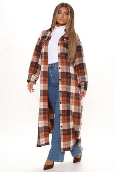 Plaid Coat Outfit, Back To Reality, Loungewear Women, Modest Fashion Outfits, Plaid Jacket, Womens Loungewear, Shop Maxi Dresses, Jacket Buttons, Looks Vintage