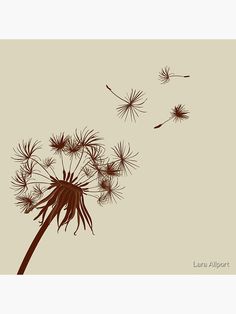 a dandelion blowing in the wind on a beige background