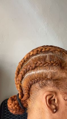 Ginger Cornrows Braids Black Women, Orange Cornrows, Color Cornrows Braids, Ginger Cornrows Braids, Coloured Cornrows, Dyed Cornrows, Ginger Cornrows, Cool Cornrows, Brown Cornrows