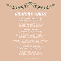 the glamore girls poster with text on it