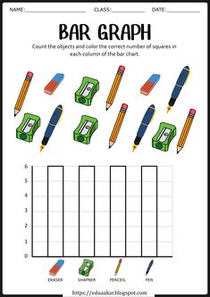 the bar graph worksheet with pencils and money