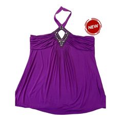 37-9 Lane Bryant Purple Beaded Halter Top Size 22/24 Nwt New W/ Tags Size: 22/24 Color: Purple Type: Top Department: Women Style: Blouse Neckline: Halter Sleeve Type: N/A Sleeve Length: Sleeveless Pattern: Solid Material: 95% Rayon 5% Spandex Garment Care: Machine Washable Country/Region Of Manufacture: Vietnam Please Check Photos For Measurements And More Description Of The Item. Purple Embellished Sleeveless Top, Beaded Halter Top, Blouse Neckline, Blouse Necklines, Purple Beaded, Style Blouse, Sewing Ideas, Women Style, Lane Bryant