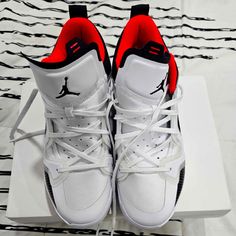 Unworn Air Jordans Xxxvii Low (Refer To Pictures). Siren Red And White. Comes With Box Displayed In Picture. Jordan Red, Shoes Air, Jordans For Men, Jordan Shoes, Air Jordan, Air Jordans, Red White, Athletic Shoes, Red And White