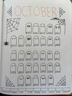 This cute page of ghosts will help you to track your mood every day. Choose your own mood/emotions and pick a colour for each one. Colour it in with the mood from the day or more then one emotion you felt during the day. Ghost Mood Tracker, Fall Mood Tracker, Halloween Mood Tracker, Cute Mood Tracker, October Mood Tracker, Bullet Journal Topics, Pain Tracker, Mood Tracker Ideas