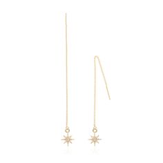 Detailed star chain earrings plated in 16k Gold. Perfect to wear on there own or matched with other earrings for a individual style. Plated products naturally tarnish with the exposure to air as well as perfumes, moisturiser, make up, chlorine and salt. Please avoid exposing your jewellery to these conditions and always remove before swimming/showering/exercising/sleep to extend your jewellery's life and shine.16 k gold plated. Elegant Gold Plated Earrings With Star Charm, Elegant Star-shaped Jewelry With Ear Wire, Elegant Star-shaped 14k Gold Filled Jewelry, Elegant 14k Gold Filled Star Jewelry, Star-shaped Earrings With Adjustable Chain As Gift, Star Shaped Earrings With Adjustable Chain For Gifts, Star Chain, Coin Earrings, Chain Earrings