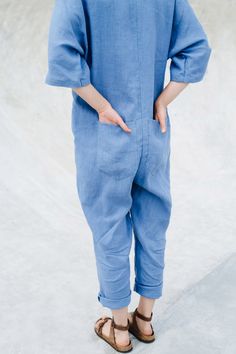 Madrid Jumpsuit Linen Romper Oversized Linen Jumpsuit Blue - Etsy Jumpsuit Linen, Jumpsuit Blue, Womens Jumpsuits, Linen Romper, Linen Jumpsuit, Linen Women, Jumpsuits For Women, Jumpsuit Romper, Madrid