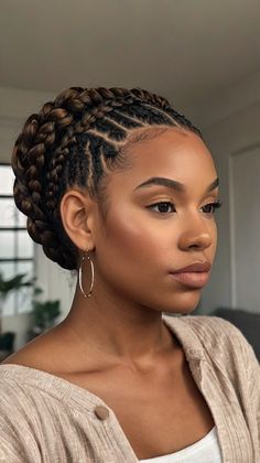 Stylish braids hairstyles updo black women for Braided Pompadour Updo 💫 Simple Braids Hairstyles, Braids Hairstyles Updo Black Women, Hairstyles Updo Black Women, Updo Black Women, Updo Braids Hairstyles, Braids Hairstyles Updo, Long Relaxed Hair, Stylish Braids, Black Hair Inspiration