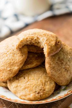 some cookies are stacked on top of each other