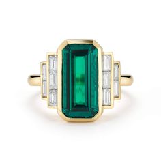 Emerald art deco ring, price upon request, Leo Ingwer Bijoux Art Deco, Delicate Gold Ring, Smaragd Ring, Colored Engagement Rings, Beachglass Jewelry, Ring Trends, Stacking Ring Set, Art Deco Engagement