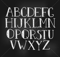 the english alphabet in chalk on a blackboard with white letters and numbers, hand drawn