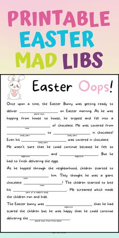 printable easter mad libs for kids to read and practice their english language skills