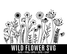 wild flower svg with black and white flowers