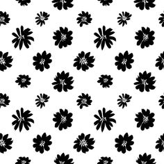 black and white flower pattern on a white background, for wallpaper or fabric design