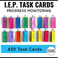 a poster with the words iep task cards progress monitoring and task cards on it