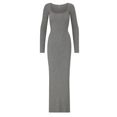 Soft Lounge Long Sleeve Dress - Heather Grey | SKIMS Office Dresses For Women, Lounge Dress, Grey Dress, Long Sleeve Sweater Dress, Long Sleeve Maxi, Knit Sweater Dress, Grey Long Sleeve, Gray Dress, Long Sleeve Maxi Dress