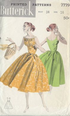 ✦ Circa:    1950s ✦ Details:  DRESS with beautiful bust detail ✦ Size/Measurements(Inches):     ~ Size:  16     ~ Bust: 34″     ~ Waist:  28″    ~ Hip:  37″ ~ Please Note: ~ You are buying a 'Professional Reproduced' copy of this sewing pattern. Copied from the original sewing pattern. Produced in Full Scale Pattern Pieces ready to cut with full instructions included. Reproduced on high quality 50 gm paper with black ink, durable and easier for reuse. Printed by a Professional Printing Company.   ~ With this product comes an accompanying 'Booklet' and inside the Booklet it includes: ~ A 2-page Instructions and Illustrations on 'How to Adjust Your pattern to your Personal Measurement.' ~ Personal Measurement Chart ~ Body Form Illustrations ~ Fitting Checklist ~ Metric Equivalency Chart ~ No Blithe Spirit, 1950s Sewing Patterns, Vintage Vogue Sewing Patterns, Patron Vintage, Top Sewing, Scale Pattern, Vintage Dress Patterns, Vogue Sewing, Vogue Sewing Patterns