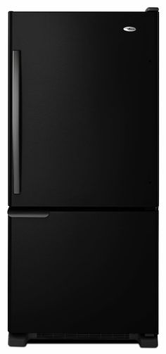 a black refrigerator freezer sitting next to each other