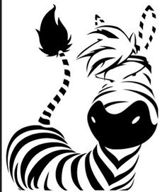 a zebra's head with black and white stripes on the body, it looks like he