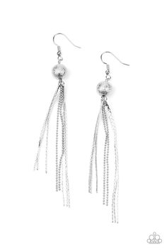 A silver foiled bead gives way to matching flattened and dainty ball chains, creating a sleek tasseled look. Earring attaches to a post fitting.

 Sold as one pair of earrings. Paparazzi Accessories, Paparazzi Jewelry, Silver Foil, Chain Earrings, Boutique Jewelry, Ball Chain, Tassel Earrings, Beaded Chain, Silver Beads