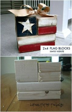 an old flag box has been transformed into a decorative piece with ribbon and bow on top