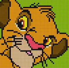 A pixel art template of Simba from Disney's Lion King. Disney Graphgan Patterns Free, Pixel Art Pattern 32x32, Pixel Art 32x32 Grid, 32x32 Pixel Art, Young Simba, Baby Simba