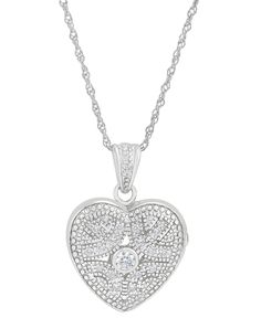 in stock Silver Heart Pendant Locket Necklace For Valentine's Day, Macy's White Heart-shaped Jewelry, Elegant Silver Rhinestone Heart Pendant Necklace, Heart-shaped Sterling Silver Locket Necklace For Weddings, Nickel-free Sterling Silver Heart Pendant Necklace, Heart-shaped Nickel-free Locket Necklace For Memorial, Locket Pendant Necklace, Mens Cologne, Mens Gift Sets