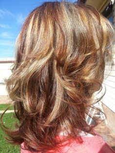 Brown hair with red/blonde highlights Red Blonde Highlights, Brown Hair With Red, Red Hair With Blonde Highlights, Types Of Hair Color, Red Blonde, Cotton Candy Hair, Best Hair Dye, Red Blonde Hair, Highlights Curly Hair