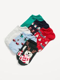 includes 6 pairs of ankle socks rib knit openings comfortable stretch one size hits at ankle  . Best Holiday gift for Women , perfect Socks for Christmas! Stocking Stuffers Women, Navy Socks, Stocking Stuffers For Women, Ankle Socks Women, Pajamas Gift, Santa Face, Family Maternity, Family Pajamas, Old Navy Women