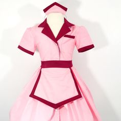 This is a custom diner costume to your color specifications, send me a picture or color request and your child can dress like their favorite diner waitress. This one was made like the uniform from one of our favorites, Winsteads. This costume includes dress with full skirt and front pocket detail, apron and headband. Please message me with your requests before ordering and I will let you know what fabrics are available Thank you for checking out my listing! Diner Costume, 80s Diner, Waitress Outfit, Waitress Uniform, Diner Aesthetic, Boys Costumes, Retro Diner, Corpus Christi Tx, Boy Costumes