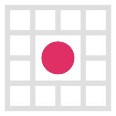 a pink dot is in the middle of a white square with squares on it,