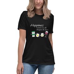 Happiness comes in all shapes & sizes | Gift for Her | Coffee & Wine lovers | Multicolored graphic printed DTG, available in a variety of colors & sizes Designed by TexadianStudio Available now on Etsy Muir Woods California, Muir Woods, Nutrition Diet, Yosemite Falls, Retro Graphics, Girls Tees, White Fabric, Piece Of Clothing, Womens Tees