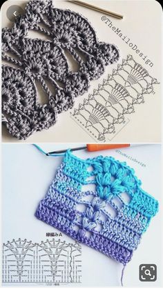 crochet patterns are being used to make an afghan