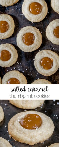 salted caramel thumbnut cookies on a baking sheet