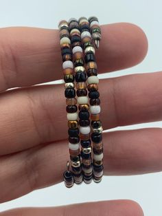 3 strand memory wire bracelet with earthy size 8 seed bead mix. Beaded Multi-strand Wrap Bracelet, Memory Wire Bracelet, Memory Wire Bracelets, Memory Wire, Wire Bracelet, Seed Bead, Arm Band, Seed Beads, Jewelry Bracelets