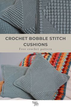 the crochet bubble stitch cushions are made with free crochet pattern