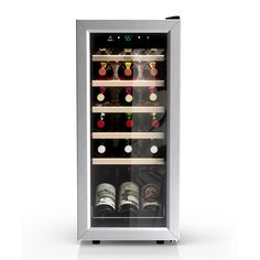 TCL 18 Bottle Display Case Wine Chiller allows you to keep your wine cool and to show it off! The lower shelf tilts forward to show the labels of your favorite bottles. The freestanding design allows you to place it anywhere in your home for maximum effect. TCL 13.6-in W 18-Bottles Stainless Steel Freestanding Indoor Wine Cooler | WC18L1S Closet Solutions, No Closet Solutions, Beverage Center, Wine Coolers, Bottle Display, Low Shelves, Wine Chiller, Coastal Chic, Linen Closet