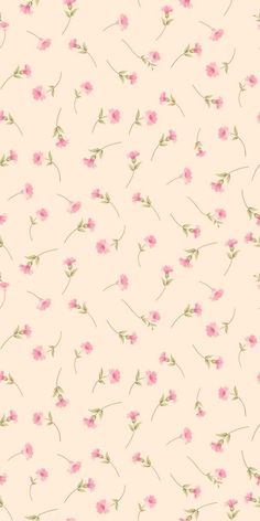 a pink flowered wallpaper with green stems