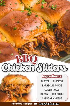 the bbq chicken sliders flyer is shown