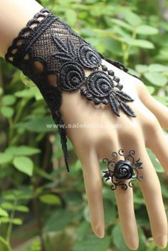 Gothic Attire, Party Bracelets, Gothic Floral, Gothic Lace, Bracelets Black, Yule Ball