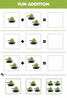 Education game for children fun addition by cut and match cute cartoon transportation military tank pictures worksheet Cartoon Transportation, Tank Pictures, Media Pembelajaran, Military Tank, Worksheet For Kids, Preschool Colors, Game For Children, Time Worksheets, Tanks Military