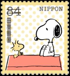 a postage stamp with a cartoon character and a dog